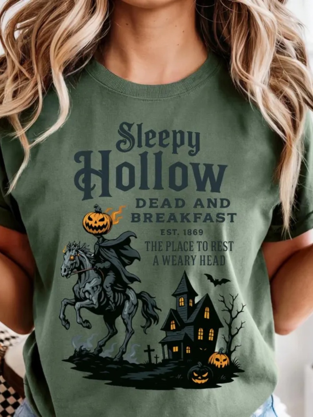 Sleepy Hollow Graphic Tee - Moss Short Sleeve Top